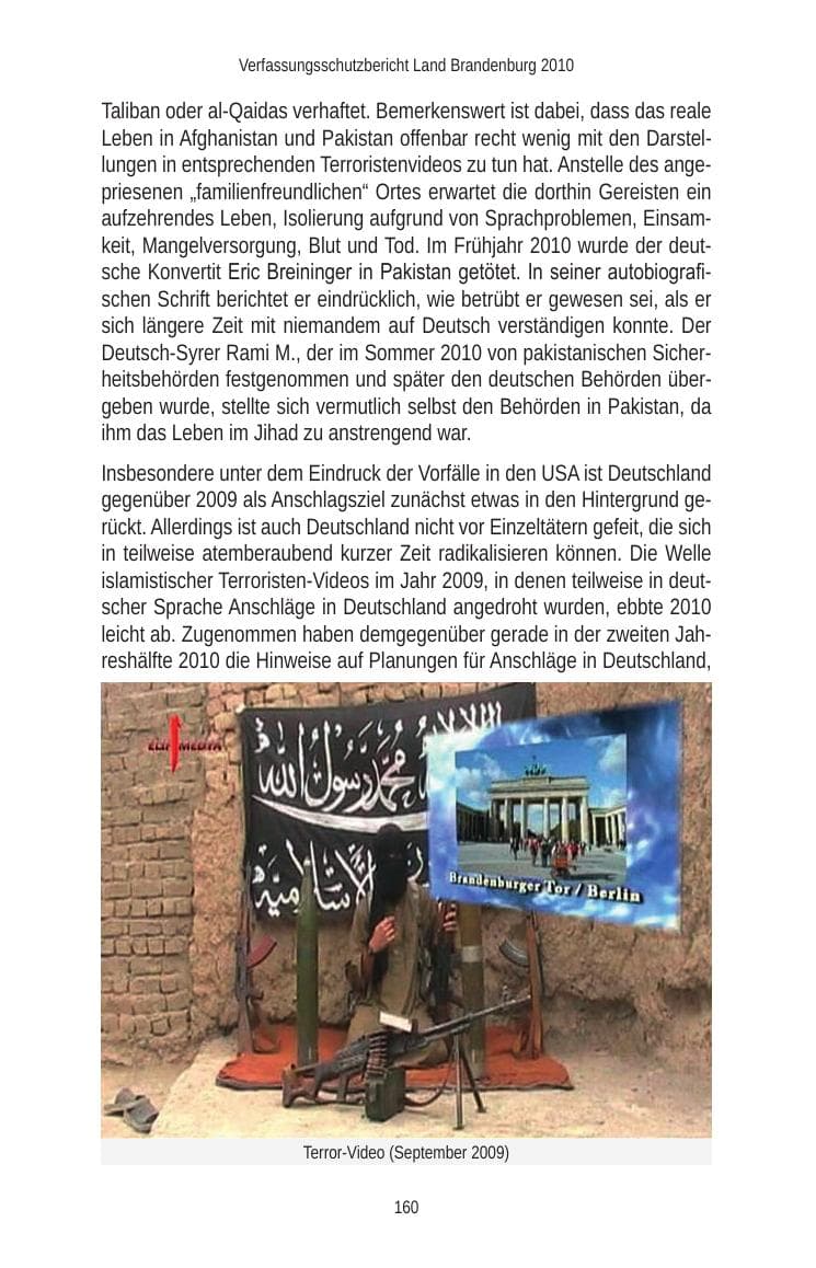 Seite 160 des Verfassungsschutzbericht 2010 Brandenburg