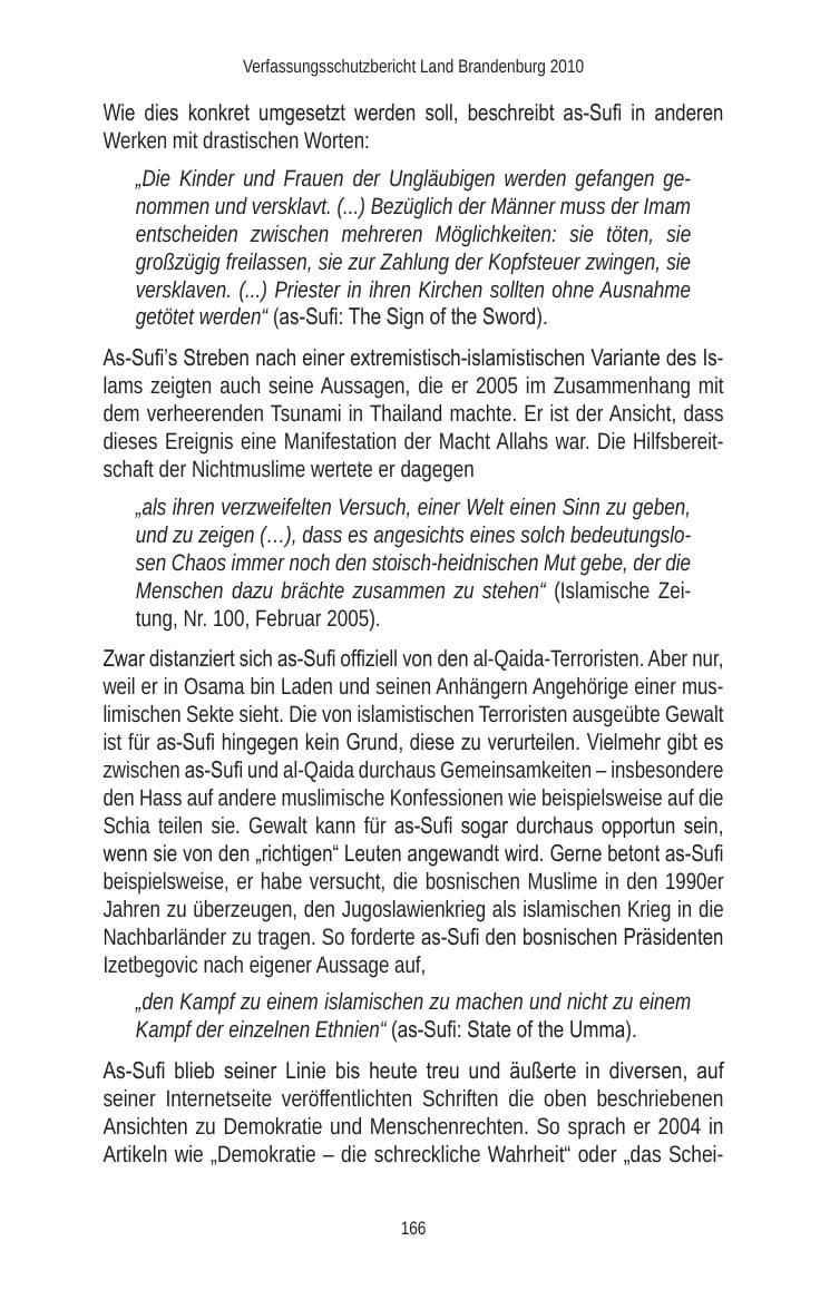 Seite 166 des Verfassungsschutzbericht 2010 Brandenburg