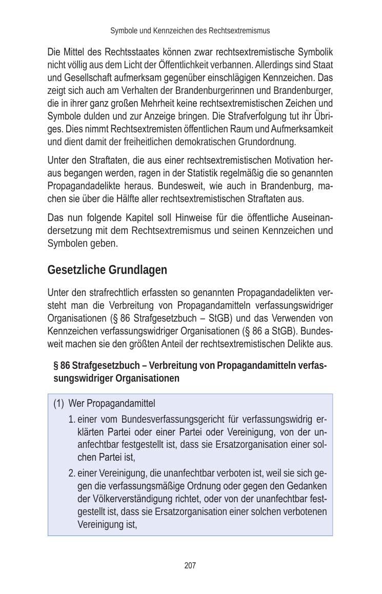 Seite 207 des Verfassungsschutzbericht 2010 Brandenburg