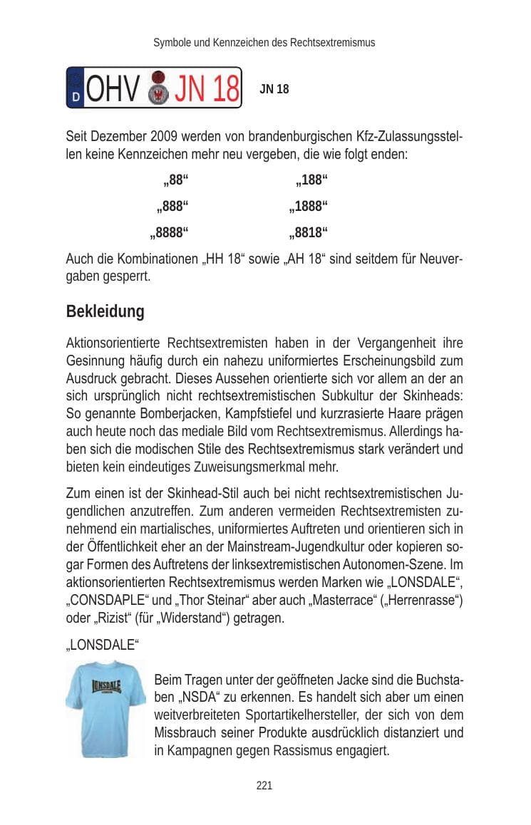 Seite 221 des Verfassungsschutzbericht 2010 Brandenburg