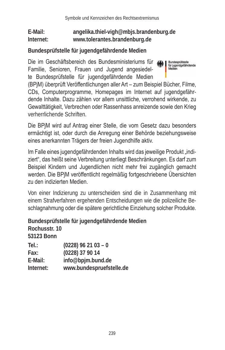 Seite 239 des Verfassungsschutzbericht 2010 Brandenburg