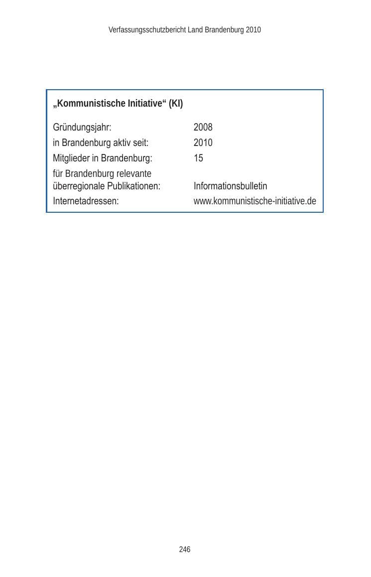 Seite 246 des Verfassungsschutzbericht 2010 Brandenburg