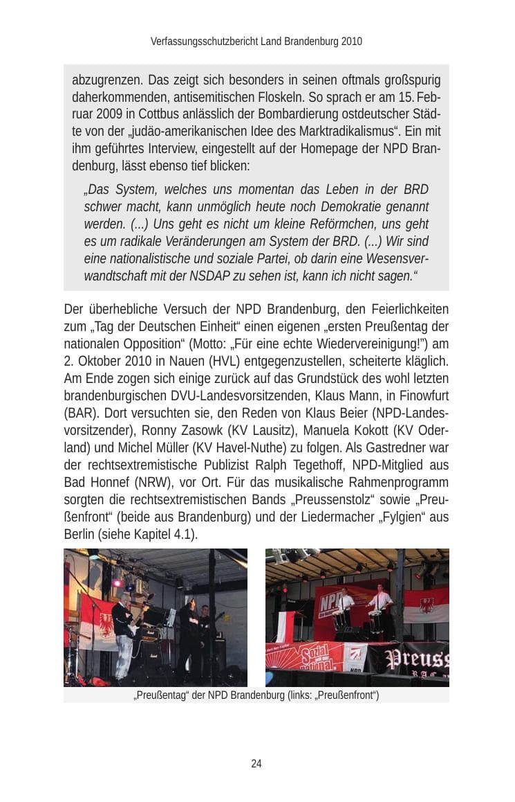 Seite 26 des Verfassungsschutzbericht 2010 Brandenburg