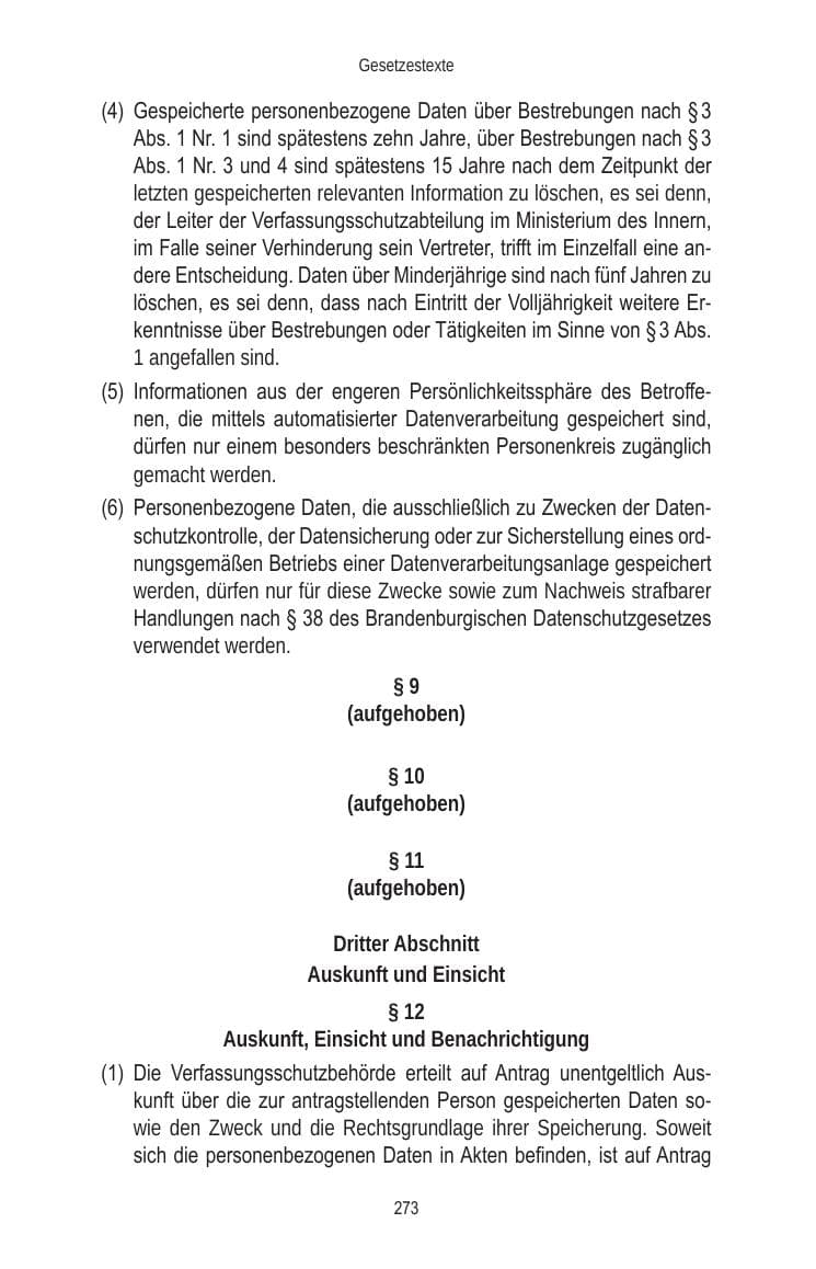 Seite 273 des Verfassungsschutzbericht 2010 Brandenburg