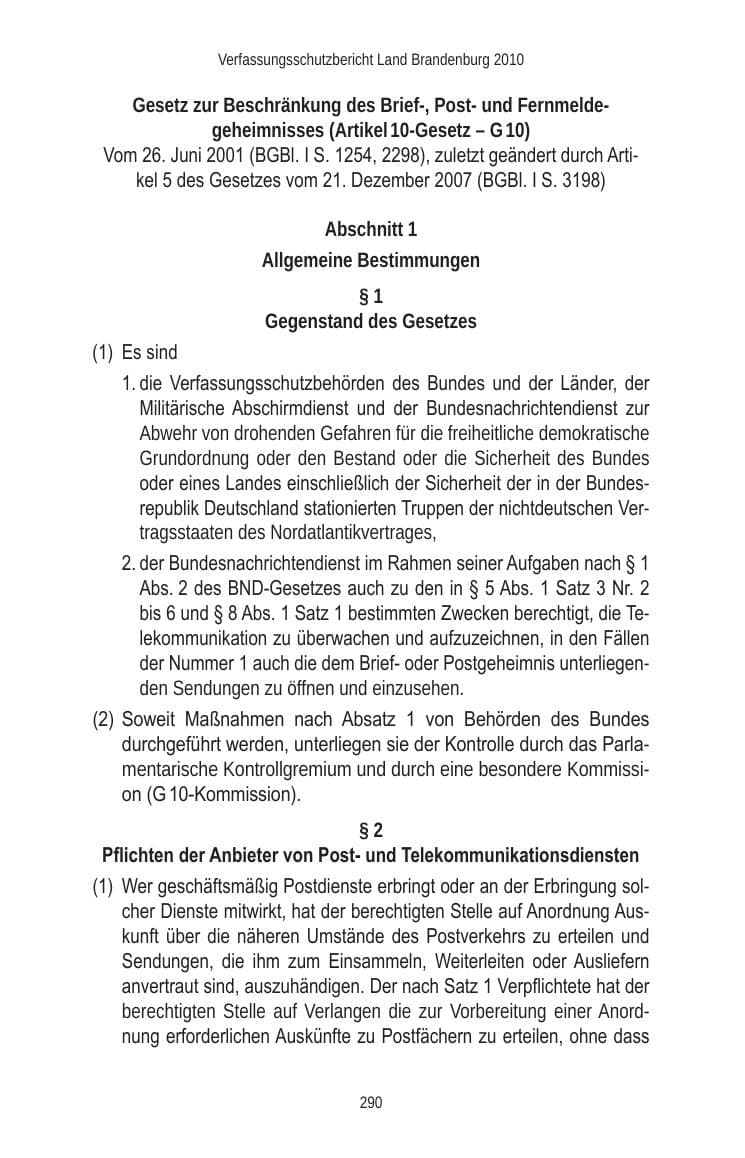 Seite 290 des Verfassungsschutzbericht 2010 Brandenburg