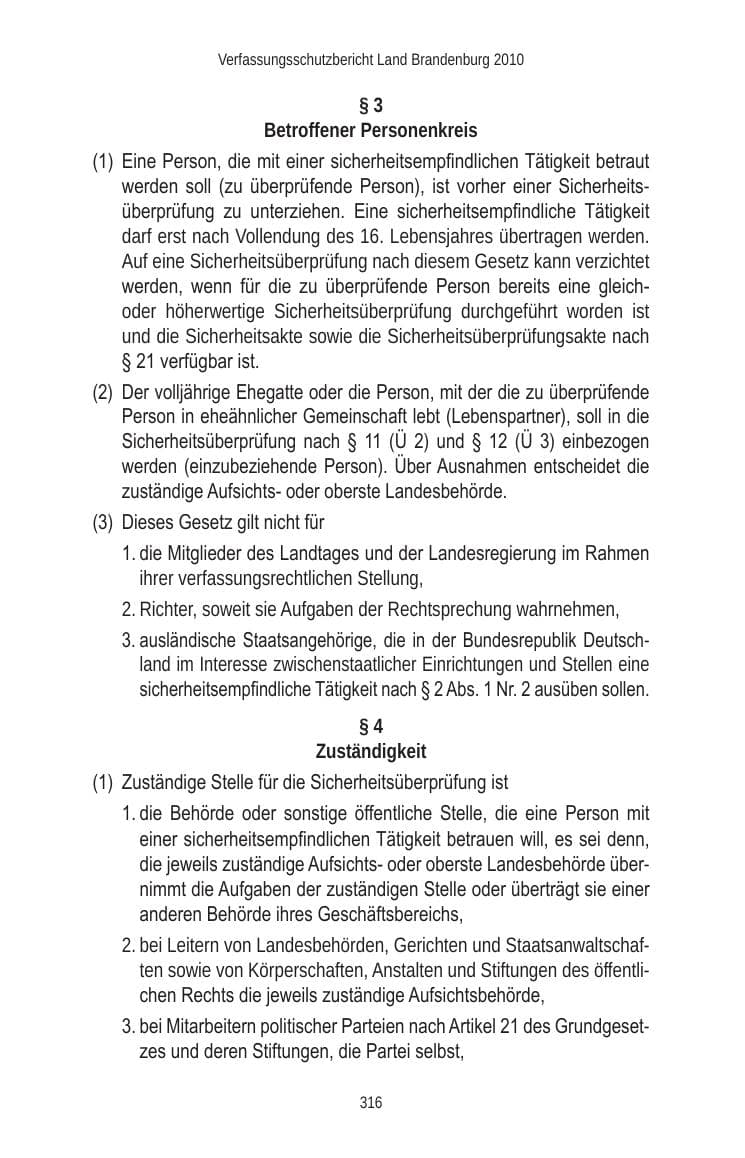 Seite 316 des Verfassungsschutzbericht 2010 Brandenburg