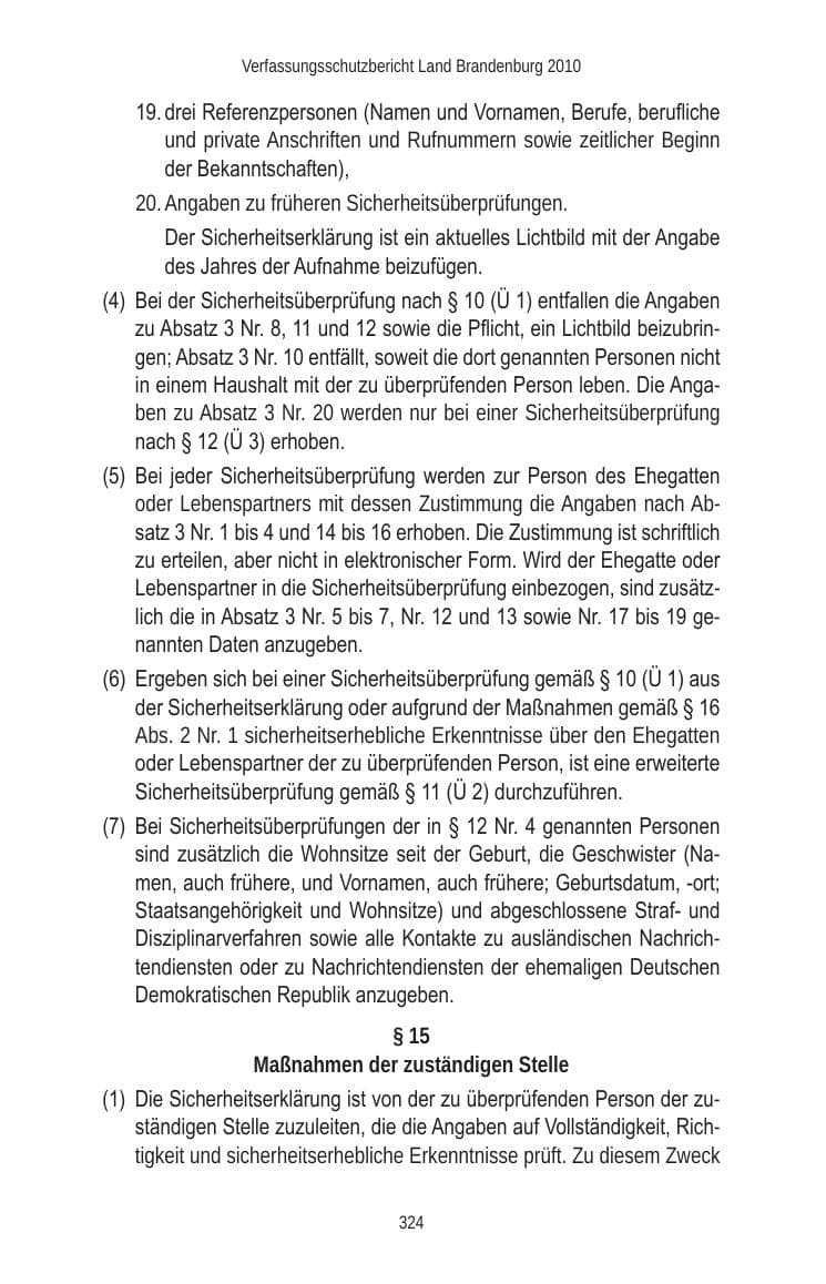 Seite 324 des Verfassungsschutzbericht 2010 Brandenburg