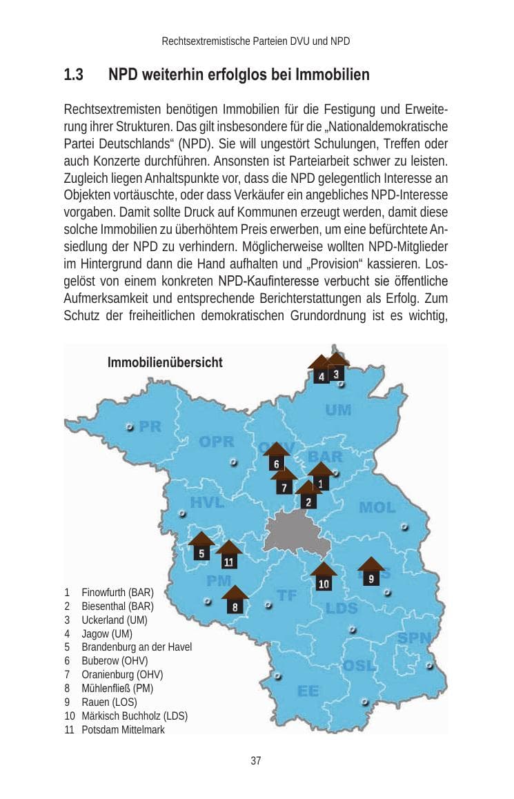 Seite 39 des Verfassungsschutzbericht 2010 Brandenburg
