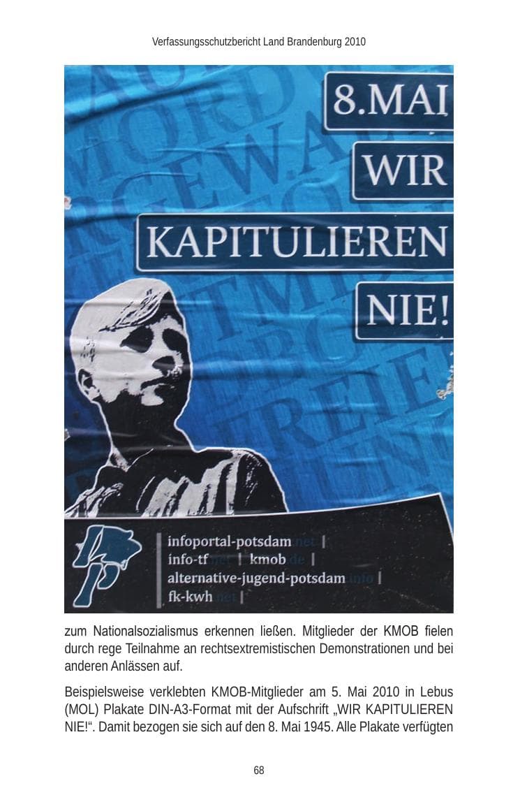 Seite 70 des Verfassungsschutzbericht 2010 Brandenburg