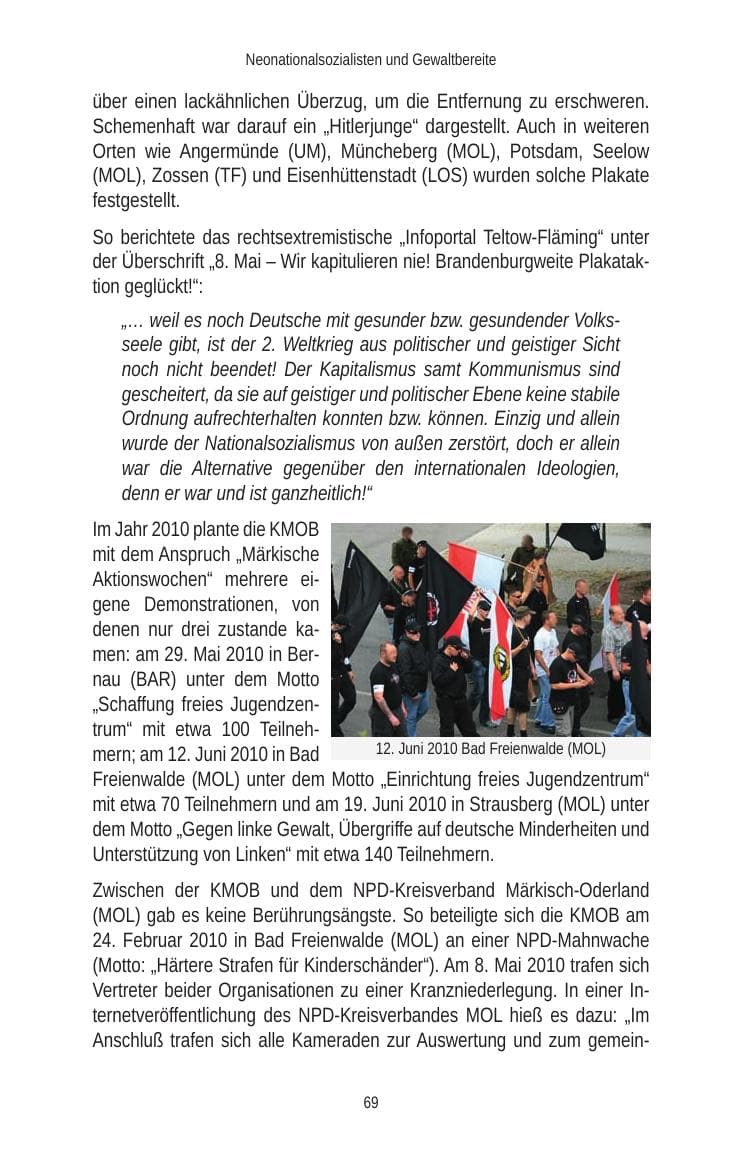Seite 71 des Verfassungsschutzbericht 2010 Brandenburg