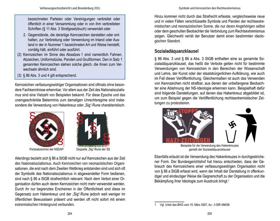 Seite 106 des Verfassungsschutzbericht 2011 Brandenburg