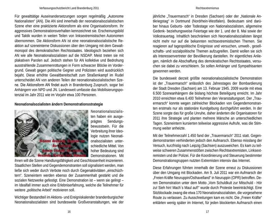 Seite 12 des Verfassungsschutzbericht 2011 Brandenburg