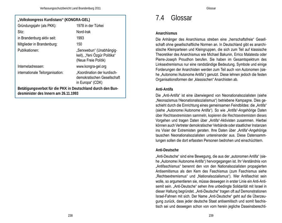 Seite 123 des Verfassungsschutzbericht 2011 Brandenburg