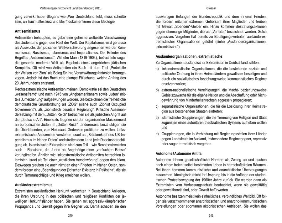 Seite 124 des Verfassungsschutzbericht 2011 Brandenburg