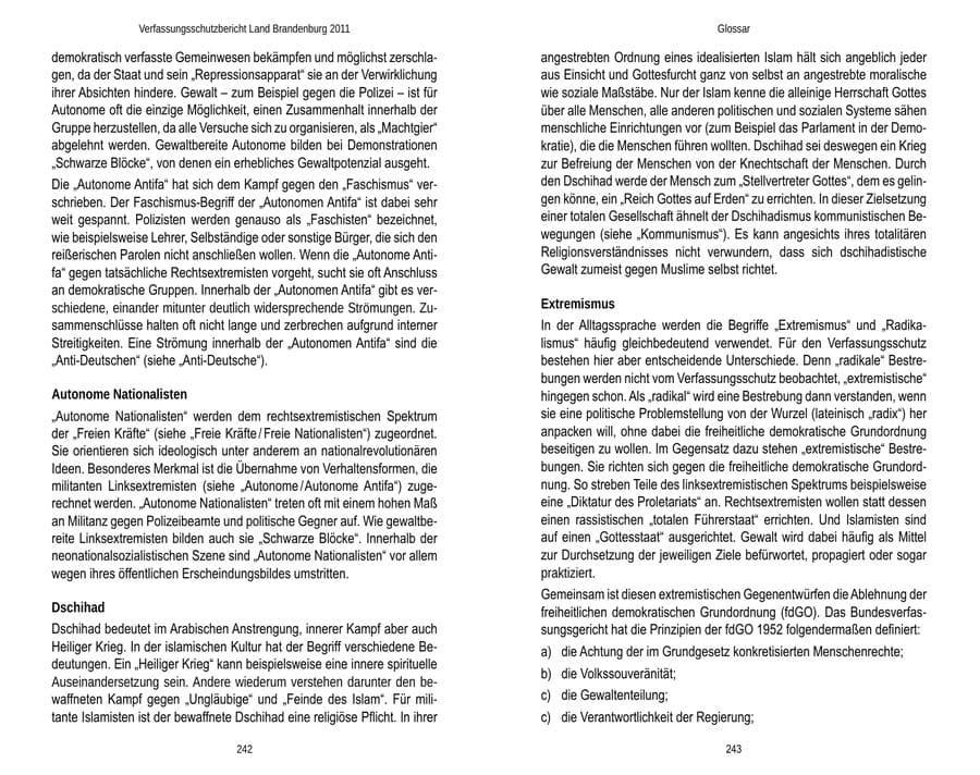 Seite 125 des Verfassungsschutzbericht 2011 Brandenburg