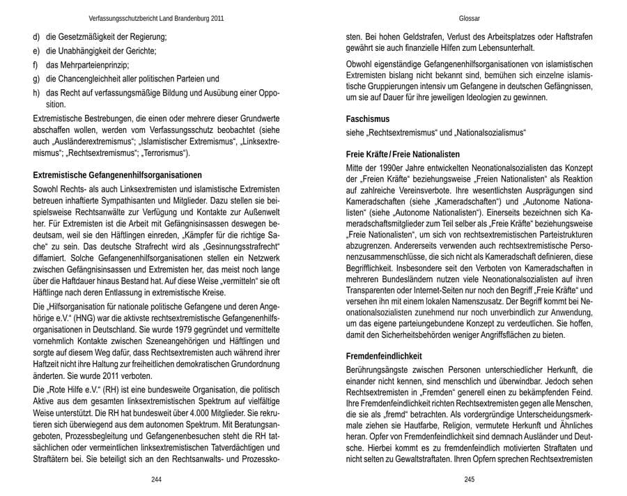 Seite 126 des Verfassungsschutzbericht 2011 Brandenburg