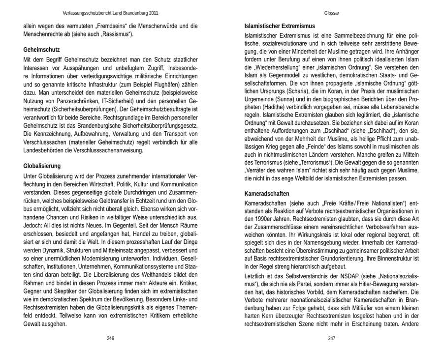 Seite 127 des Verfassungsschutzbericht 2011 Brandenburg