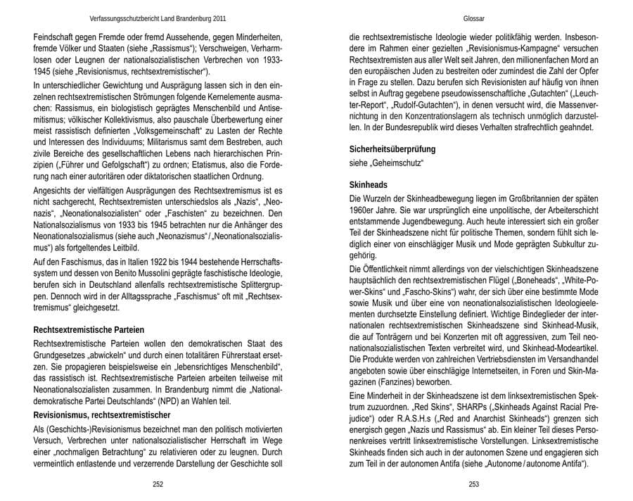 Seite 130 des Verfassungsschutzbericht 2011 Brandenburg