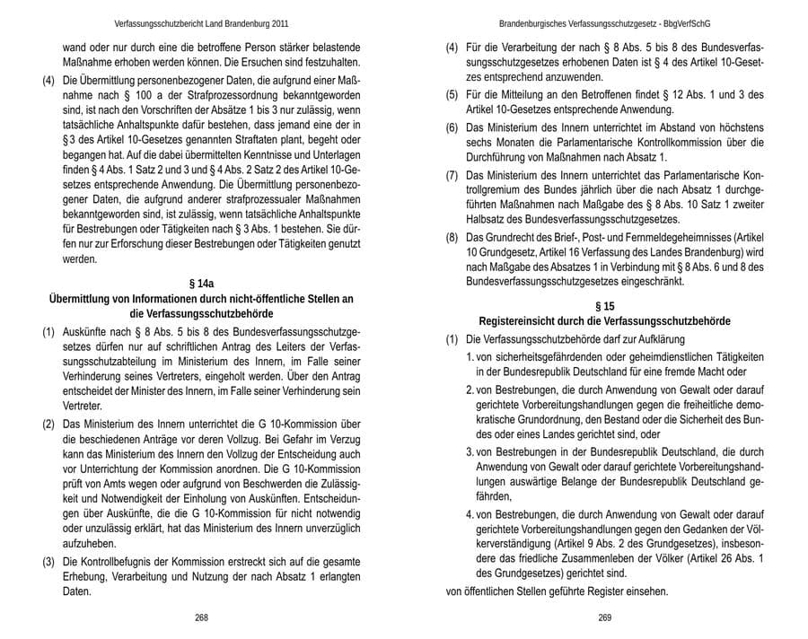 Seite 138 des Verfassungsschutzbericht 2011 Brandenburg