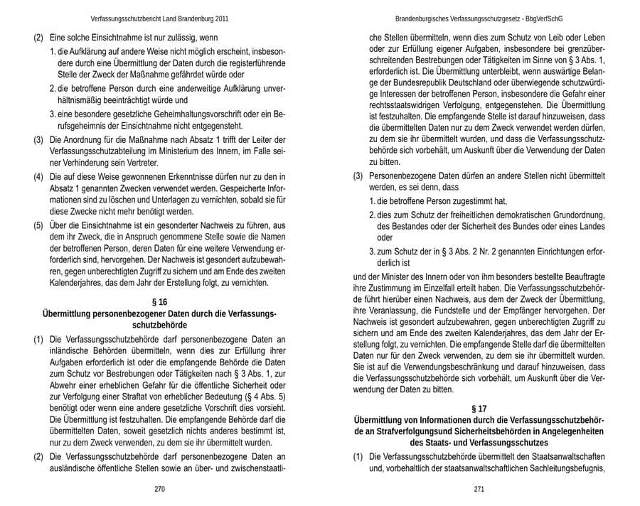 Seite 139 des Verfassungsschutzbericht 2011 Brandenburg