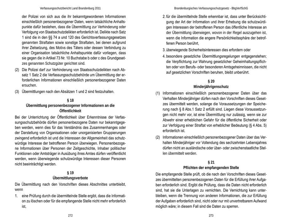 Seite 140 des Verfassungsschutzbericht 2011 Brandenburg