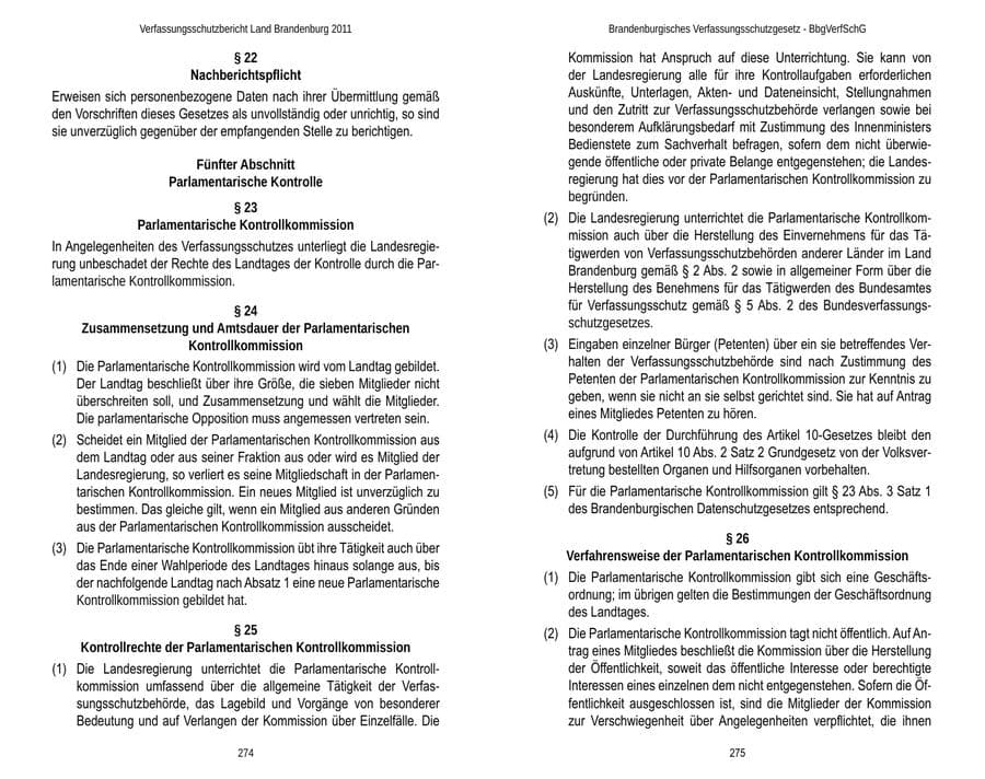Seite 141 des Verfassungsschutzbericht 2011 Brandenburg