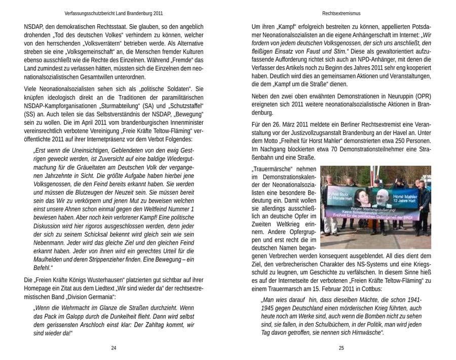 Seite 16 des Verfassungsschutzbericht 2011 Brandenburg