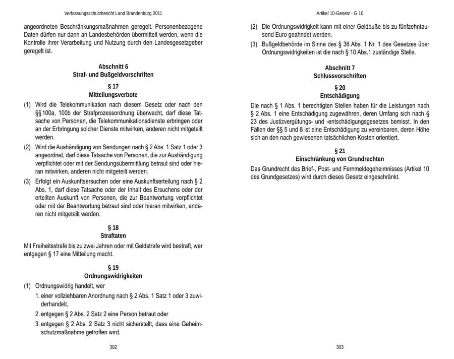 Seite 155 des Verfassungsschutzbericht 2011 Brandenburg