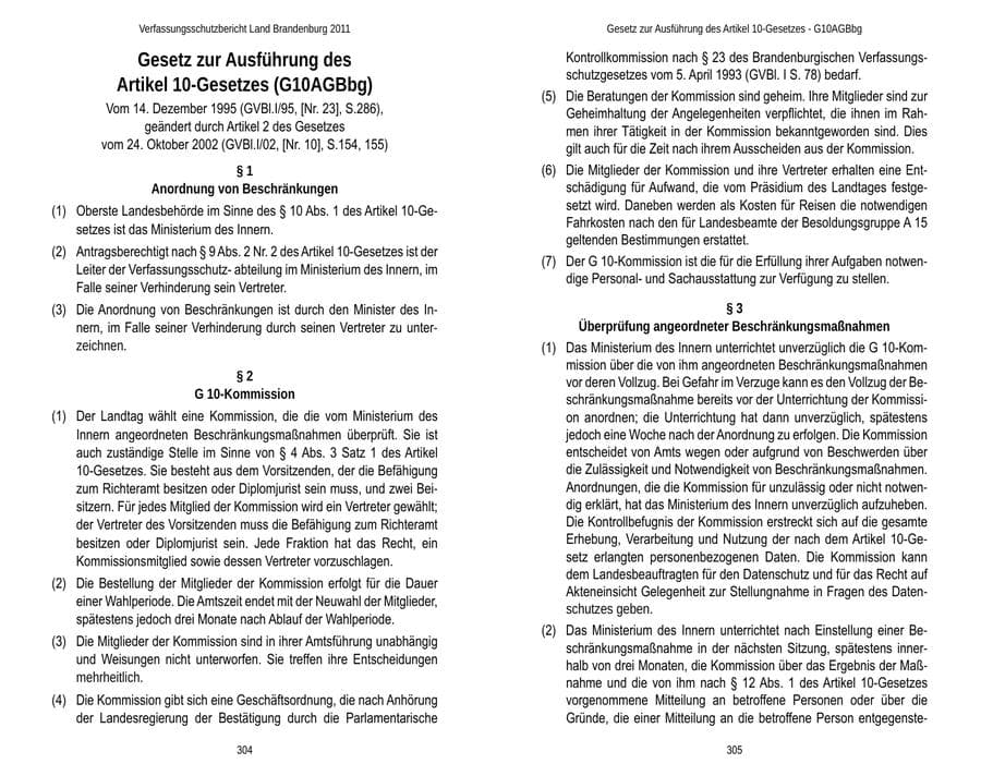 Seite 156 des Verfassungsschutzbericht 2011 Brandenburg