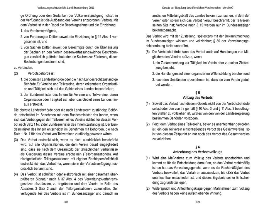 Seite 158 des Verfassungsschutzbericht 2011 Brandenburg