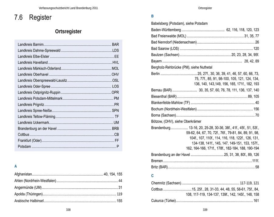 Seite 173 des Verfassungsschutzbericht 2011 Brandenburg