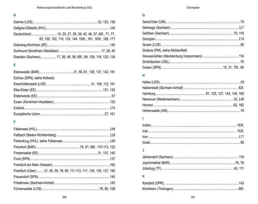 Seite 174 des Verfassungsschutzbericht 2011 Brandenburg