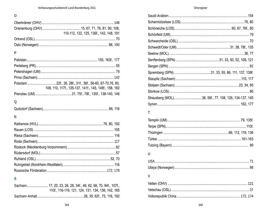 Seite 176 des Verfassungsschutzbericht 2011 Brandenburg