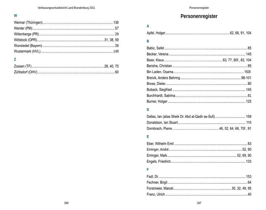 Seite 177 des Verfassungsschutzbericht 2011 Brandenburg