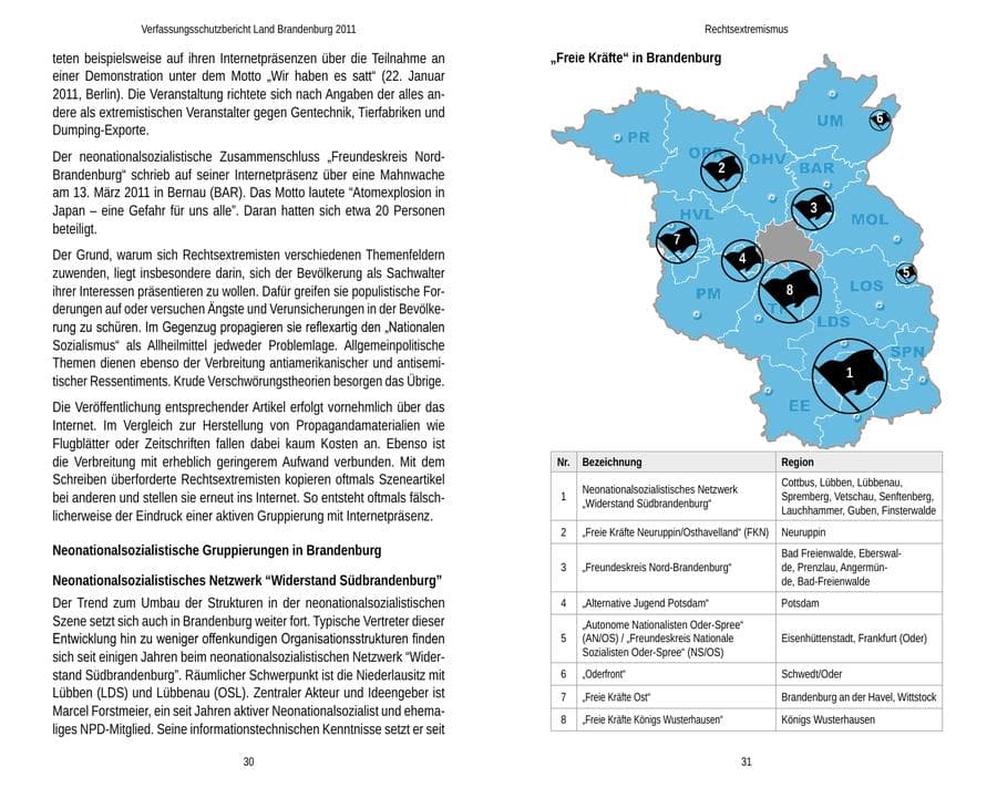 Seite 19 des Verfassungsschutzbericht 2011 Brandenburg