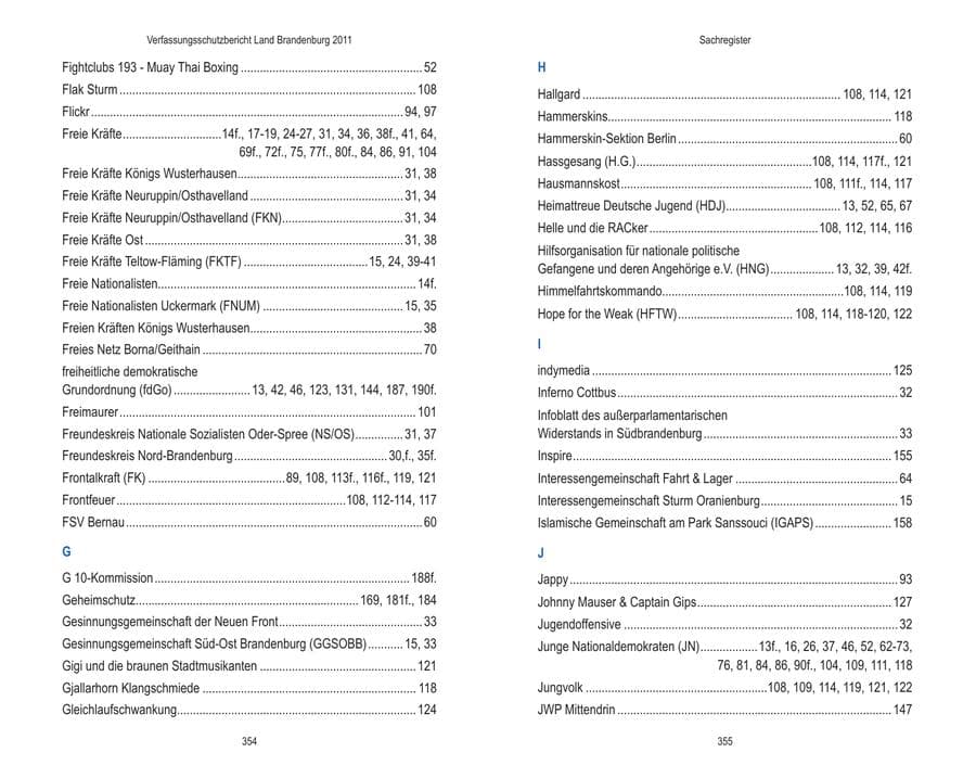 Seite 181 des Verfassungsschutzbericht 2011 Brandenburg