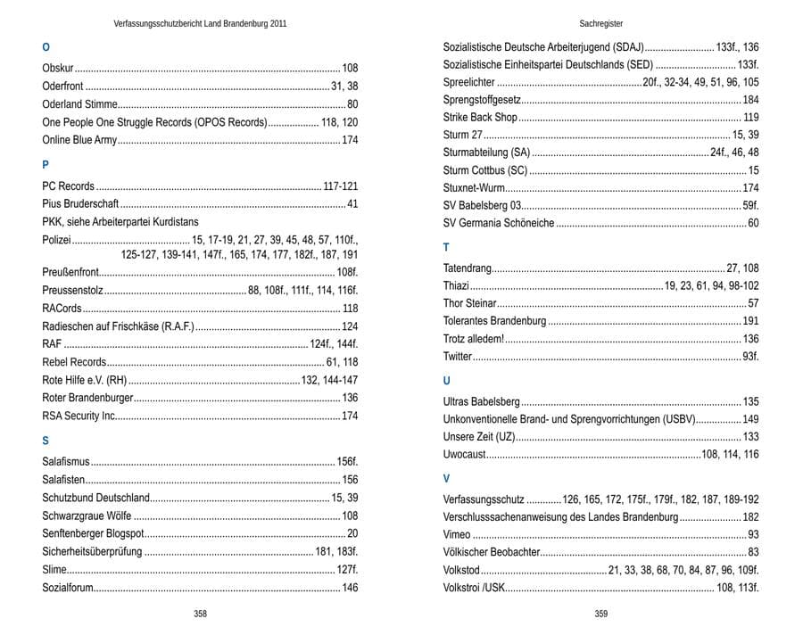 Seite 183 des Verfassungsschutzbericht 2011 Brandenburg