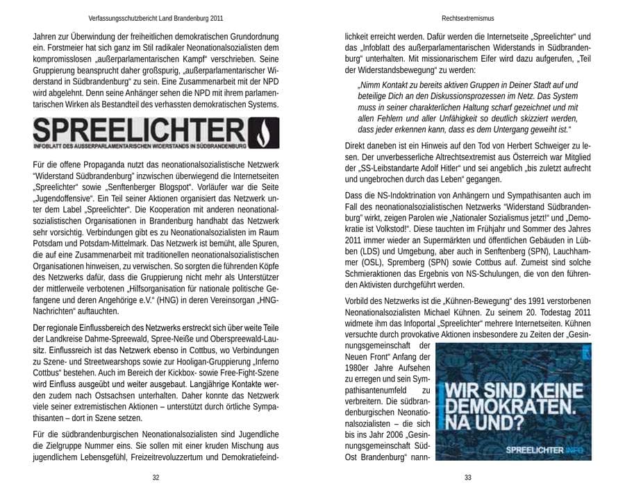 Seite 20 des Verfassungsschutzbericht 2011 Brandenburg