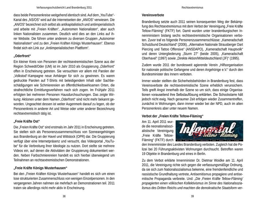 Seite 23 des Verfassungsschutzbericht 2011 Brandenburg