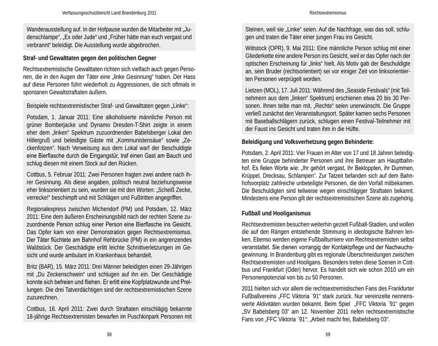 Seite 33 des Verfassungsschutzbericht 2011 Brandenburg