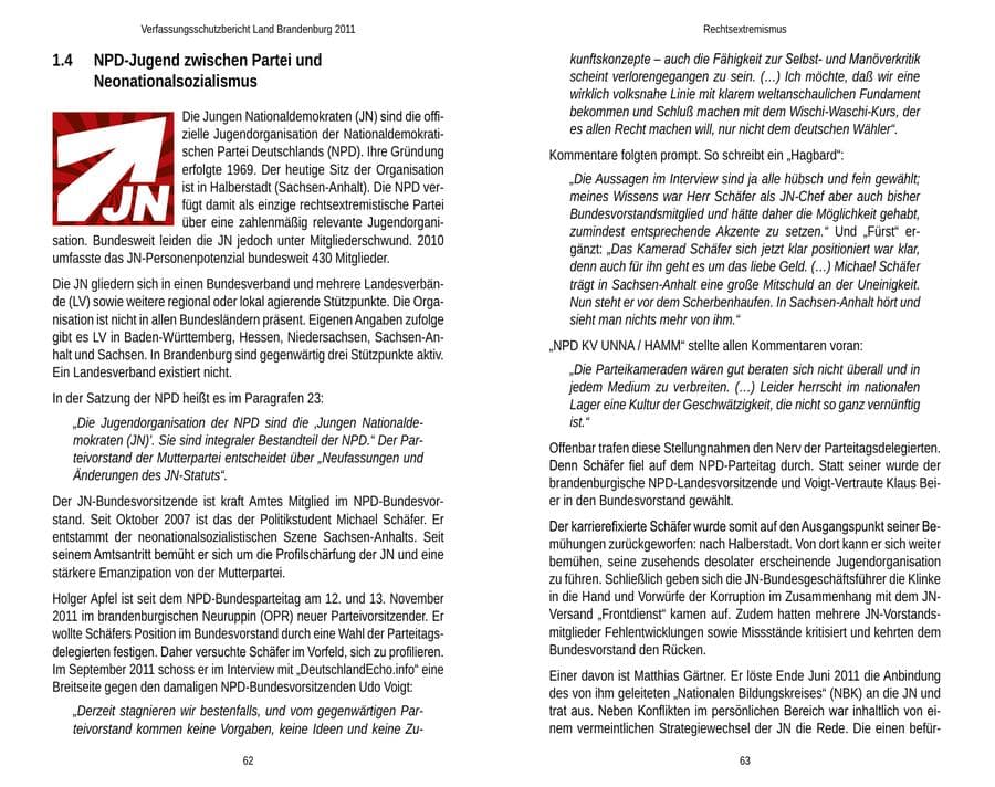 Seite 35 des Verfassungsschutzbericht 2011 Brandenburg