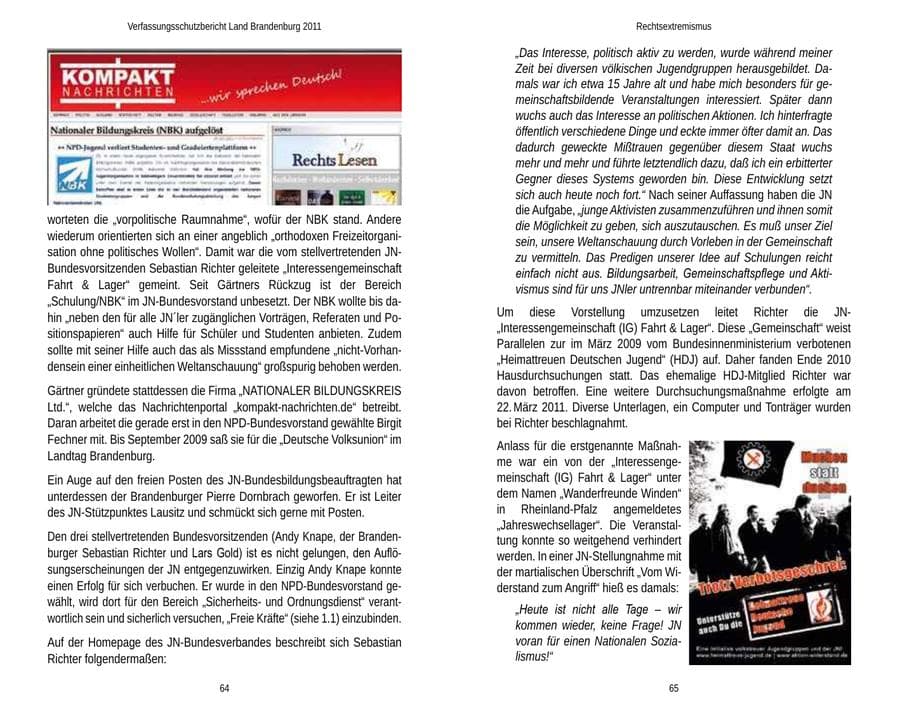 Seite 36 des Verfassungsschutzbericht 2011 Brandenburg