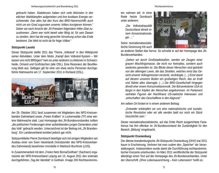 Seite 39 des Verfassungsschutzbericht 2011 Brandenburg