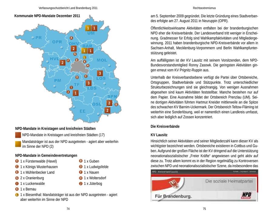 Seite 41 des Verfassungsschutzbericht 2011 Brandenburg