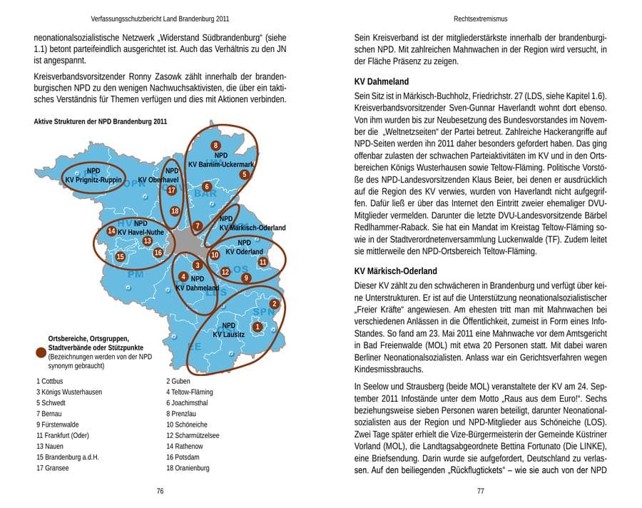 Seite 42 des Verfassungsschutzbericht 2011 Brandenburg