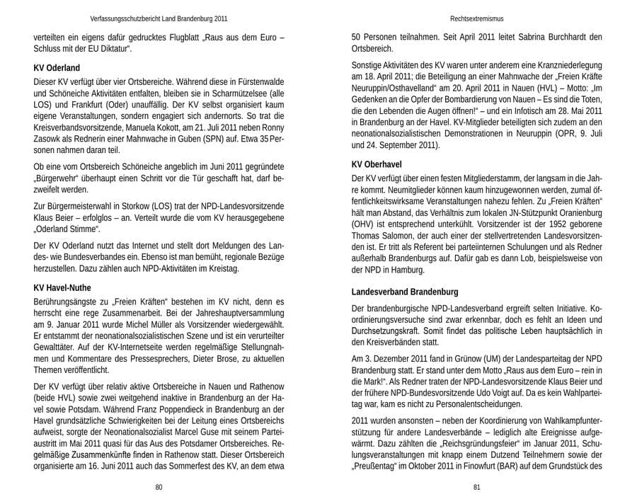 Seite 44 des Verfassungsschutzbericht 2011 Brandenburg
