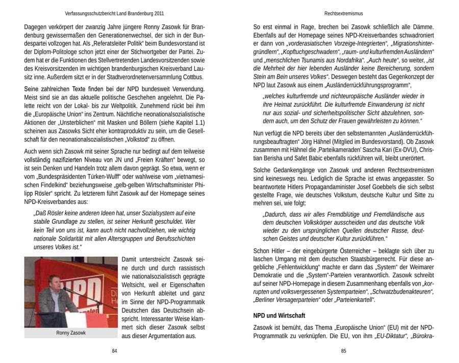 Seite 46 des Verfassungsschutzbericht 2011 Brandenburg