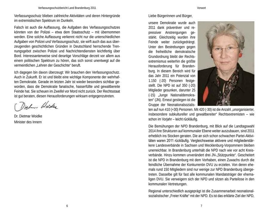 Seite 6 des Verfassungsschutzbericht 2011 Brandenburg