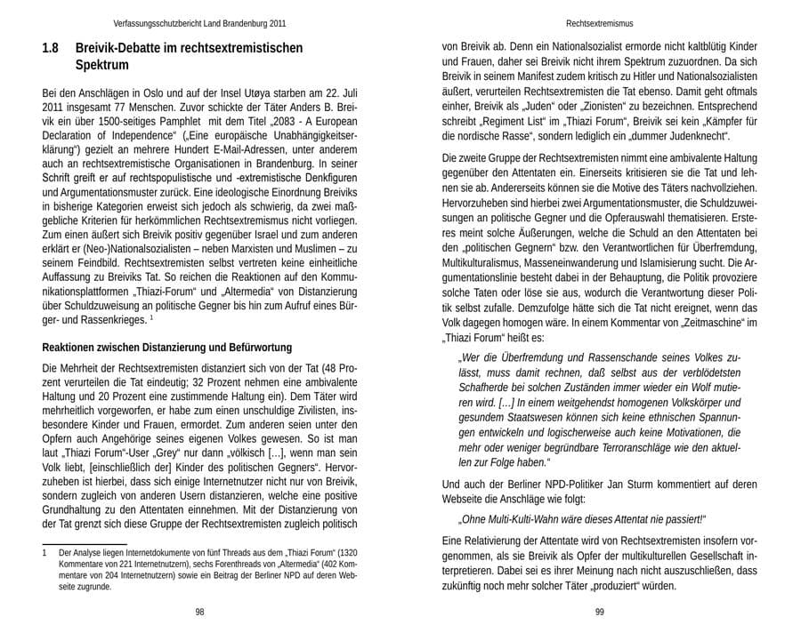 Seite 53 des Verfassungsschutzbericht 2011 Brandenburg