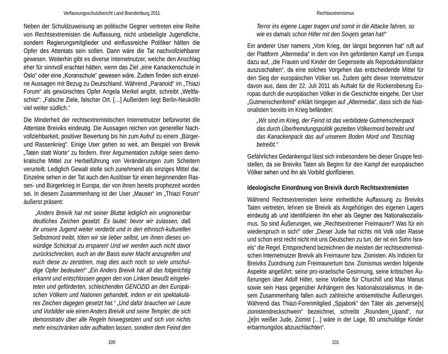 Seite 54 des Verfassungsschutzbericht 2011 Brandenburg